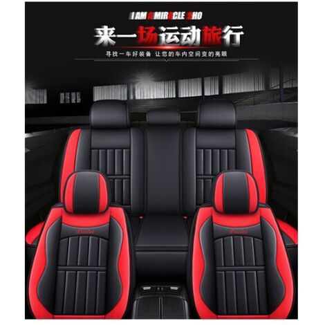 ELUTO Black Car Seat Cover Universal PU Leather Car Seat Covers Dog Pet Protector Full Set Front Rear (Black, Black) (1/5)