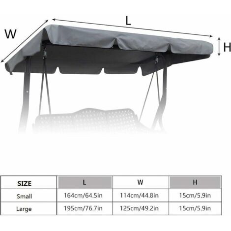 Replacement Canopy for 3 Seater Garden Swing Seat, Universal Replacement Canopy for Outdoor Garden Swing Seat, Waterproof UV Protection Replacement Swing Canopy Cover (Gray,S)