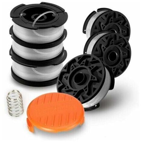 Set of 6 Spools A6485 A6481 for Black Decker Clipper, Nylon Line 6 x 9 m, Line 1.65 mm + 1 Cap + 1 Spring (1/5)