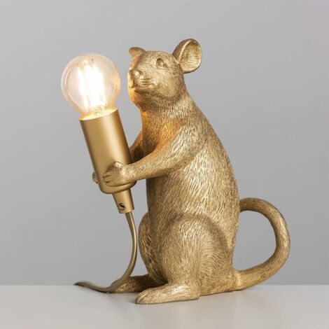Modern Metallic Gold Painted Rat Design Table Lamp Animal Mouse Lamp Living Room Dining Room Bedroom Table Lamp (1/5)