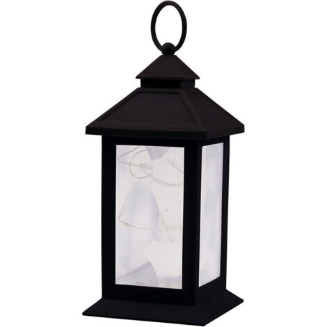 LED lantern, outdoor, decoration lantern, hanging or standing, H 20 cm, black (1/5)