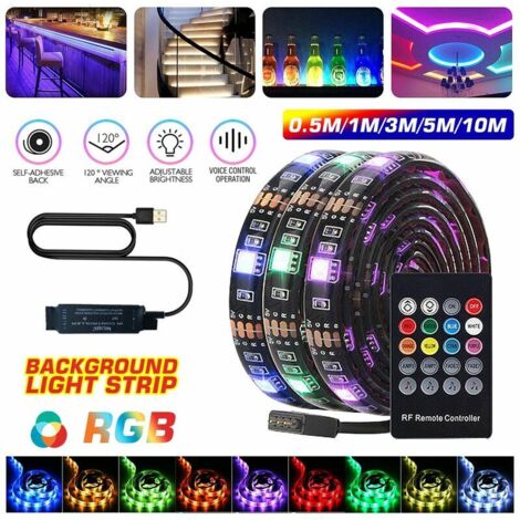 Waterproof LED Strip Lights-USB Music Induction TV Background Light Strip, 5V 5050 Music Sensor Smart Control RGB Strip (0.5m) (1/5)