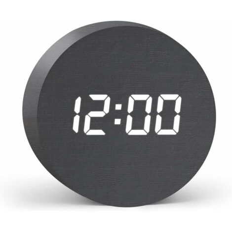 Digital Clock with 3 Alarms & Snooze,Sonic Control LED Display, USB Powered, Wooden Alarm Clock for Bedroom Office (1/5)