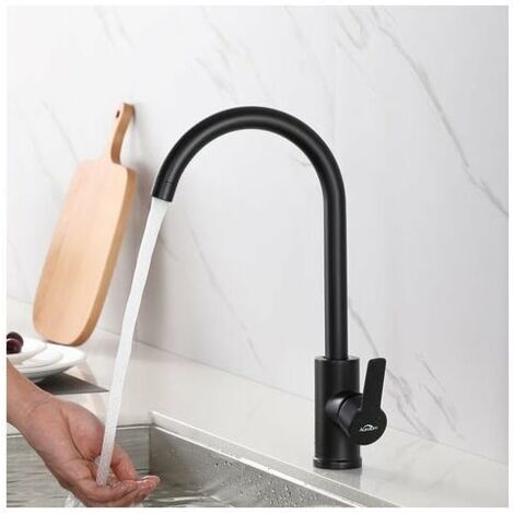Black Brass Kitchen Mixer Tap 360° Swivel High Spout Detachable Hot and Cold Water Aerator Sink Tap for Kitchen Sink (1/5)