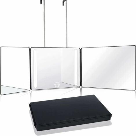 360° Mirror LED Makeup Mirror Lighted Makeup Mirror 360 Degree Hair Mirror 360 Degree Mirror Men's Hairstyle Mirror with Adjustable Height Stands for Makeup, Shower, Shaving (1/5)
