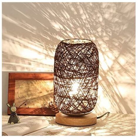 Modern Bamboo and Rattan Bedside Lamp - Creative Modern Table Lamp with Wood Base - Personalized Decoration - Dimmable Led Lamp - Living Room Bedside Lamp (1/5)