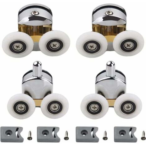 Shower Door Rollers, Plastic Door Wheels, for 4-6mm DIY Glass, 23mm Dia (2 Upper and 2 Lower Rollers) (23mm) (1/5)