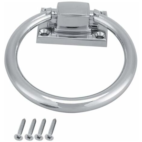 Pull Ring Door Handle Stainless Steel Shiny Silver Metal Pull Ring Round Chrome Embedded Wooden Door Knocker Chair Pulls Handle Decor (100 x 54 x 37mm) (1/5)