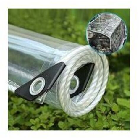 Transparent tarpaulin with eyelets, 420g/m² PVC waterproof cover tarpaulin, ideal as greenhouse tarpaulin, outdoor curtain, with rope and 2x1m cable ties (1/5)
