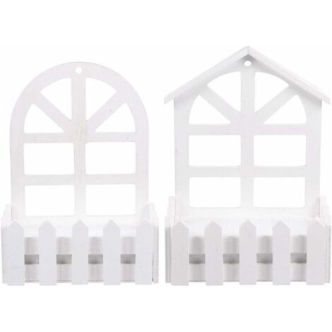 Set of 2 White Wall Planters for Wooden Hanging Planters Wall Mounted Plant Holder Staircase for Indoor Outdoor Vertical Garden Living Room Decoration (1/5)