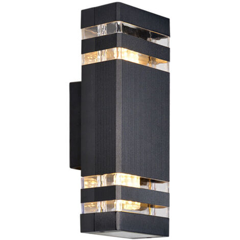 LED Outdoor Wall Light, Outdoor Waterproof Up and Down Porch Wall Light - Rectangular, Black (1/5)