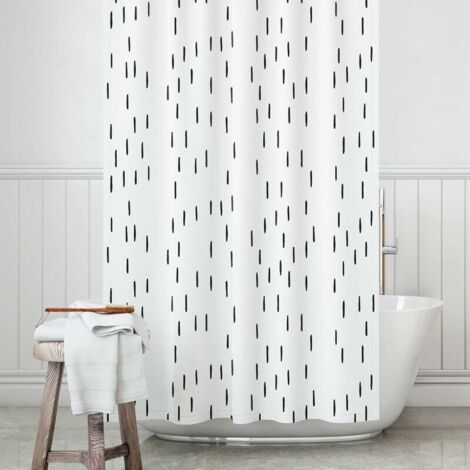 Black and White Shower Curtain - Trendy Boho Shower Curtain (Waterproof 72 x 72) Modern Shower Curtain Set (12 Metal Rings Included) / Knot and Style (1/5)