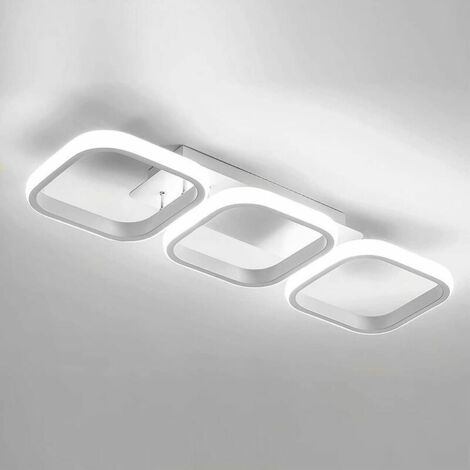 3 Rectangle LED Ceiling Light Modern Nordic Style Stereoscopic Black White Ceiling Light for Hallway Bedroom Living Room Study Dining Room Cold White Light 33W (White) (1/5)
