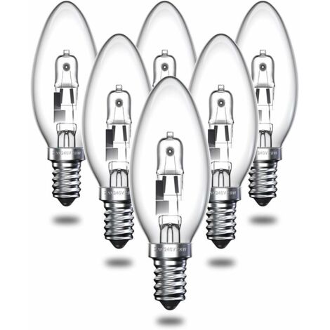 oRight Halogen Candle Light Bulbs 28W, E14 SES Halogen Bulb C35 Small Edison Screw Bulb Vintage Halogen Lamp - Warm White 2700K - 310lm - Dimmable - Pack of 6 (1/5)