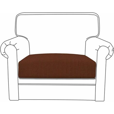 Stretch Cushion Cover Jacquard Sofa Cushion Couch Seat Cover Couch Cover Furniture Protector Dustproof (1-Seater, Dark Brown) (1/5)