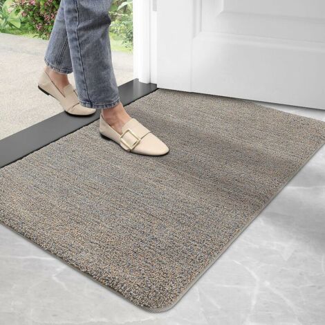 Dirt Trapper Door Mat,Non-slip Barrier Mats for Indoor and Outdoor,Super Absorbent Entrance Rug Machine Washable Soft Floor Mat Carpet(Brown-Blue,50 x 80 cm) (1/5)