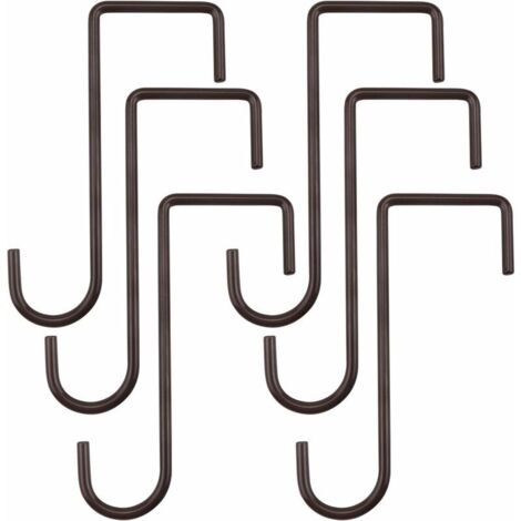 6 Pack 2 x 6 in. Fence Hooks Patio Hooks Brown Powder Coated Steel Hangers Can be easily used for vinyl fences, indoor and outdoor hanging lights, plants and planters, mangers (1/5)