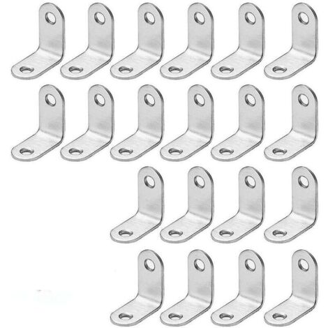 Black Right Angle Bracket L Shape Bracket, 20 Pieces Stainless Steel 90 Degree Angle Bracket, Shelf Bracket 30 X 30 X 16mm Corner Bracket With Screws (1/4)