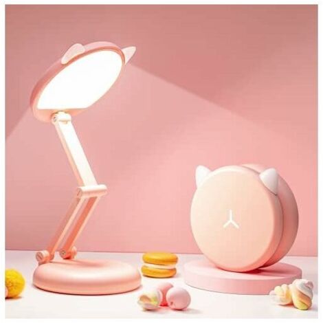 Cute Desk Lamp Pink Lamp Kawaii Desk Accessories, 8 Brightness Cute Lamp Cat Lamp, Foldable Portable Pink Desk Accessories Kawaii Pink Room Decor
