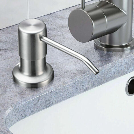 Kitchen Sink Soap Dispenser, Stainless Steel (Brushed Nickel), for Dish Soap or Hand Soap, Top Refill, Countertop Built-In, Fits 1-1.2 Inch Hole (1/5)