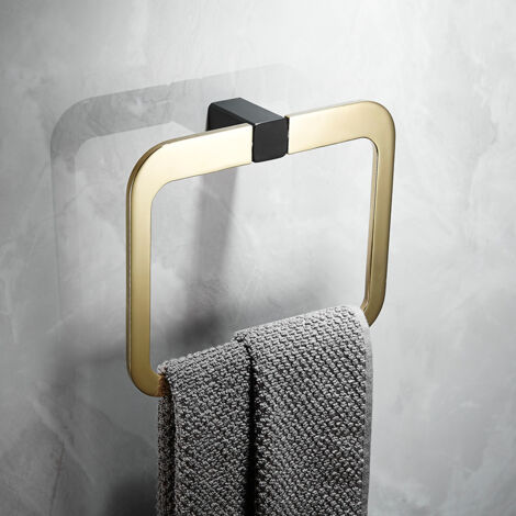 Hand Towel Holder Black gold Towel Ring Punch hole Towel Rail for Bathroom, Stainless Steel Square (1/3)