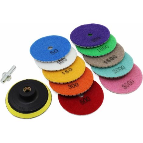 Diamond Wet Polishing Wheel Polishing Pad Set for Granite Concrete Stone Ceramic 11 Pieces (3inch) (1/5)