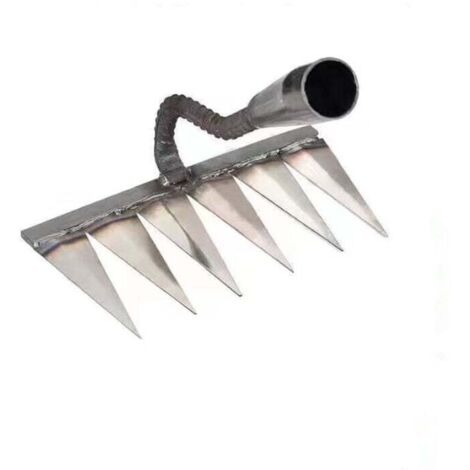 Metal Stubble Rake for Gardening Weeding - Sturdy Metal Tooth Rake,Silver,2313cm