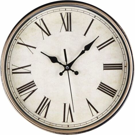 Modern Silent Quartz Wall Clock 30cm Battery Operated with Roman Numerals, Vintage Wall Pendulums, for Bedroom, Home, Kitchen, Bedroom, Office, School (1/5)