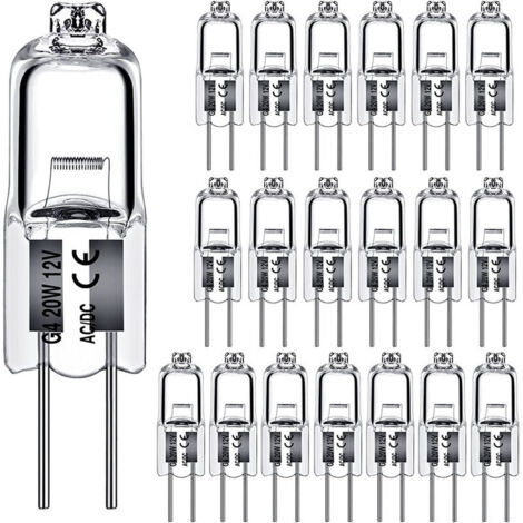 G4 Halogen Bulbs 20W 12V 2 Pin Type Base Replacement for Landscape Under Cabinet Puck Light Track Lighting Dimmable (10Pack) (1/5)
