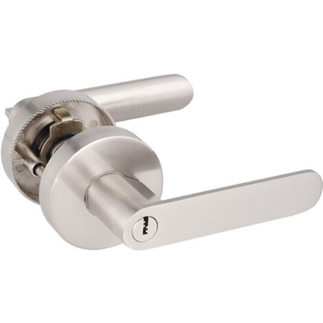 Door handle lock, aluminum door handle, for bedroom, cloakroom, storage room and office, lock size 60/70 mm, round, silver
