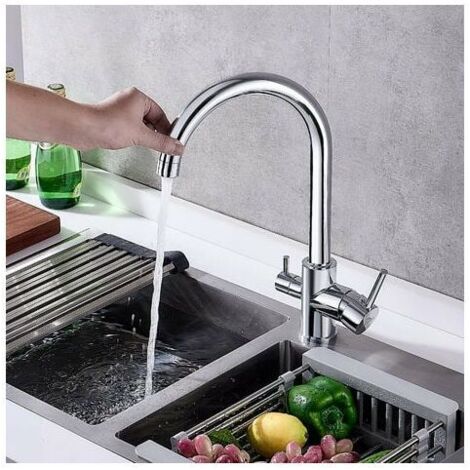 Kitchen Faucet Mixer Tap Single Handle Ceramic Valve One Hole with Filtered 360° Rotatable 2 Ordinary Water Outlet Mode Kitchen Faucet (1/5)
