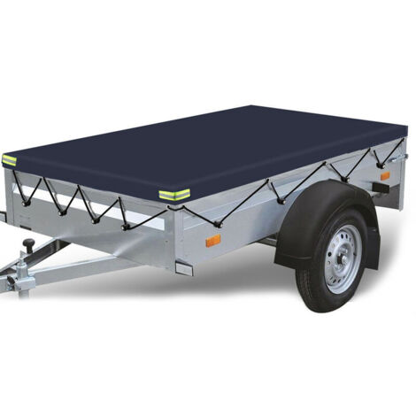 600D trailer tarpaulin 215x125x13cm with 4 blue elastic cords (1/4)