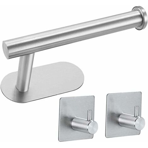 Set of 3 Toilet Paper Towel Holders - No Drilling - Stainless Steel - Ideal for Bathroom, Toilet, Kitchen - Silver (1/5)