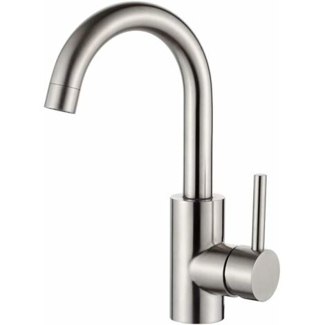G1002A Irsmart - Bathroom Mixer Tap , 360° Rotating Basin Faucet, Single Lever Basin Mixer Tap, Hot and Cold Adjustable, Gray, Amazon Exclusive