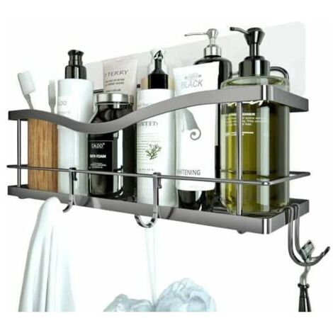 Shower Storage Shelf - Black Wall Mounted Shower & Bath Storage Shelf (1/5)