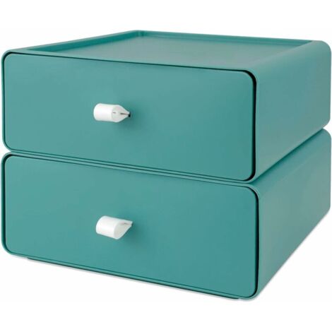 Pieces Desktop Storage Box, Large Capacity Stackable Makeup Drawer Organizer, Office Supplies Storage Organizer for Office, Dorm Room (Green) (1/5)