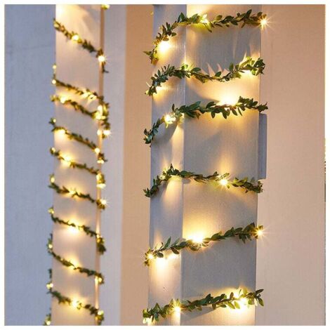 LED Lights Outdoor Energy 80 LED Artificial Ivy Fake Ivy String Lights 8M with Leaves for Christmas Trees, Garden, Yard, Wedding, Party, Bedroom Battery Box (1/5)