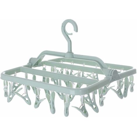 Sock Drying Rack, Laundry Drying Rack with 32 Clips, Folding Hanging Clothes Drying Rack, Indoor Outdoor Laundry Drying Rack, for Socks, Underwear and Small Clothes (1/5)