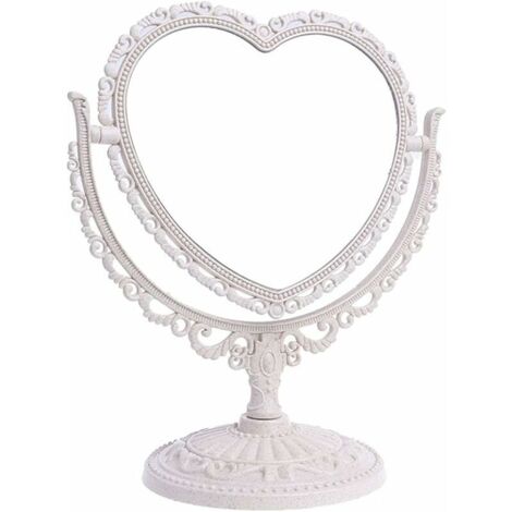 Makeup Mirror Heart-Shaped Rotatable Double-Sided Desktop Cosmetic Mirror Vintage Mirror Small Mirror Mirror Heart Mirror Girls Mirror for Bedroom Bathroom (1/5)