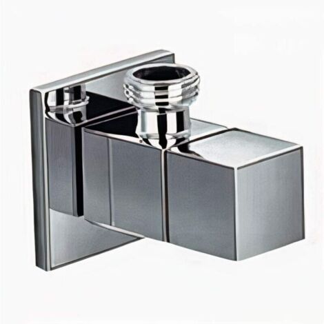 Quarter Turn ½ Inch Angle Shut Off Valve Douche Tap Outlet with Flange Chrome Plated Brass Bidet Spray Accessory - Square Design (1/4)
