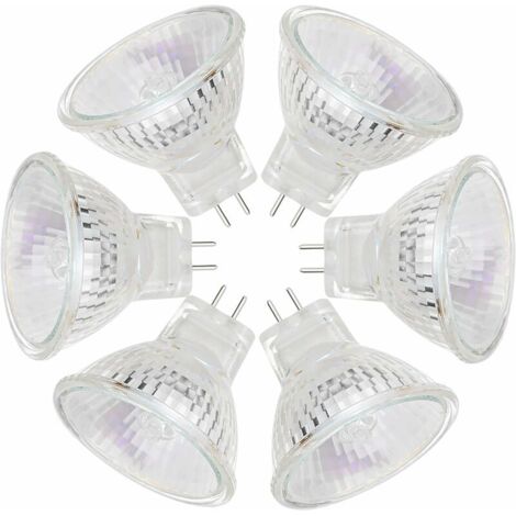 (Pack of 6)MR11 Halogen Bulbs 12V 35W GU4 Bi-Pin Base Spotlight Dimmable Glass Cover 35mm Diameter Warm White 2800K (1/5)