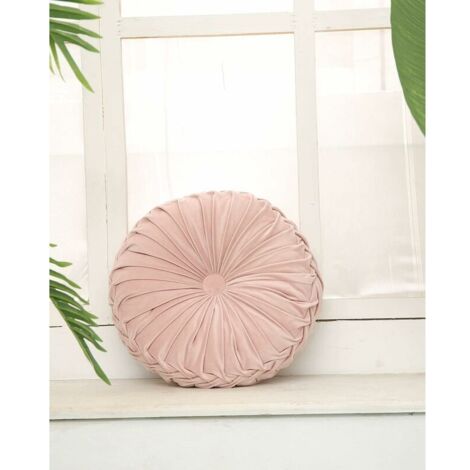 Pleated Cushion Pillow, Round Home Decor Pumpkin Velvet Cushion, Living Room Chair Sofa Floor Pillow (Pink) (1/5)