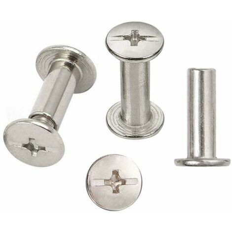 30 Sets Binding Screws, 5mm x 15mm Nickel Plated Binding Screw Binding, Silver Tone