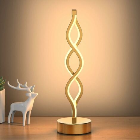 Infinity Spiral LED Table Lamp Black, Dimmable Metallic Beside Lamp with Touch Controller, 3 Color Temperatures, 15.8 Inches Tall, Decorative Lamp for Home, Living Room (Gold) (1/5)