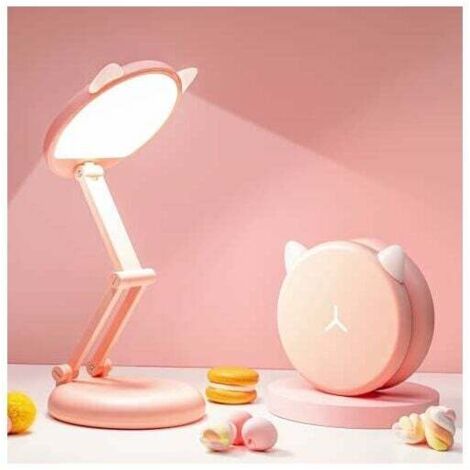LED Desk Lamp Cute Desk Lamp Pink Desk Lamp 8 Brightness Foldable Small Desk Lamp Portable Kids Dimmable Desk Lamps USB Charging Kawaii Cat Lamp Aesthetic Lamp Cute Lamp