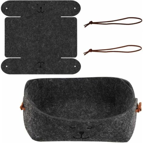 [2 Pack Foldable Felt Storage Box, Premium Felt Storage Basket for Tray Key Ring Storage Box for Coins Remotes Phones Smartwatch (1/5)