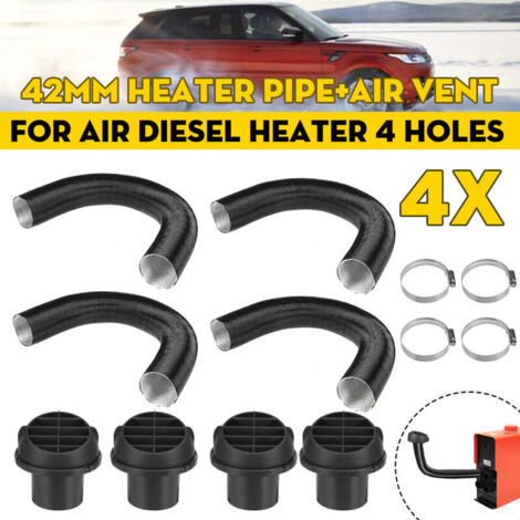 4x 42mm Heater Duct Pipe Tube+Ducting Air Vent Outlet For Air Diesel Heater 4 Holes Car Truck