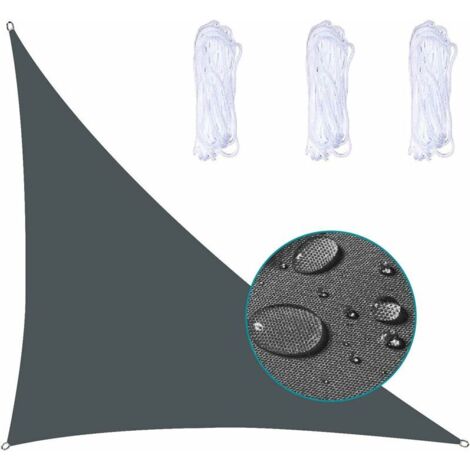 Triangle Shade Sail Waterproof Stretched Canvas UV Protection Waterproof Weather Resistant Fabric Dries Quickly for Garden Parks Lawns, 2.4X2.4X2.4m, Dark Gray (1/5)