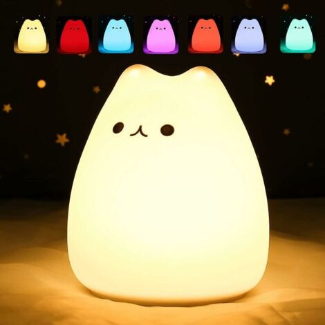 Baby Night Light,Kids Night Light,7 Colors Kawaii Cat Night Light,LED Night Light,Timer Function Bedside Lamp,Kids Night Light Silicone Touch Night Light BeBe Girl Gift (1/5)