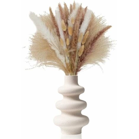 Frosted White Pampas Grass Vase, Perforated Dried Flower Vase, Modern Decorative Spiral Donut Vase Wedding Hanging Gift (1/5)